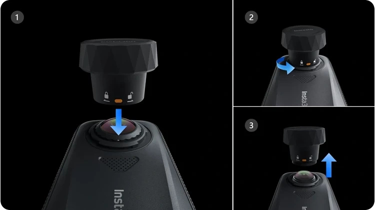 Extracción e instalación de una lente de la Insta360 X4 Air