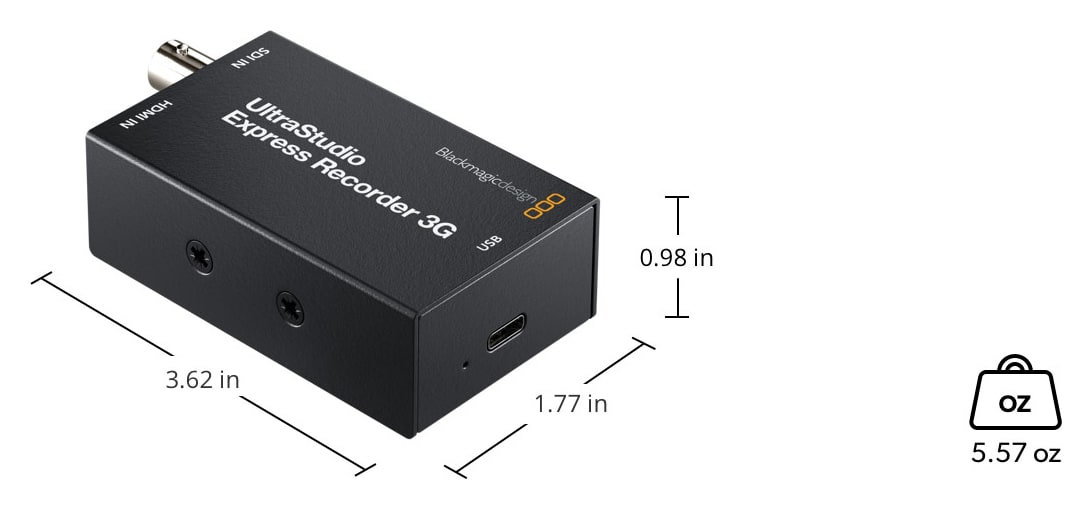 UltraStudio Express Recorder 3G – Dimensiones y peso