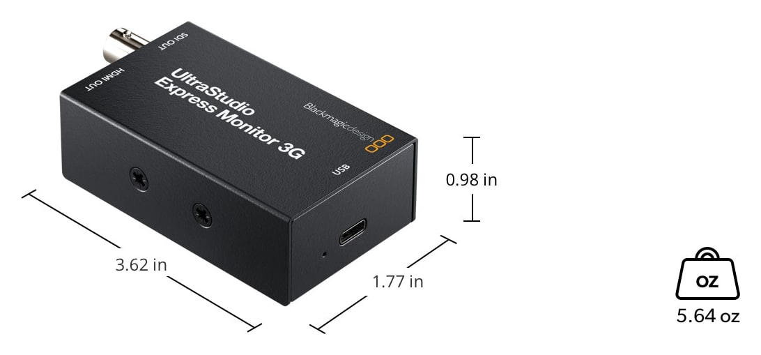 UltraStudio Express Monitor 3G – Dimensiones y peso