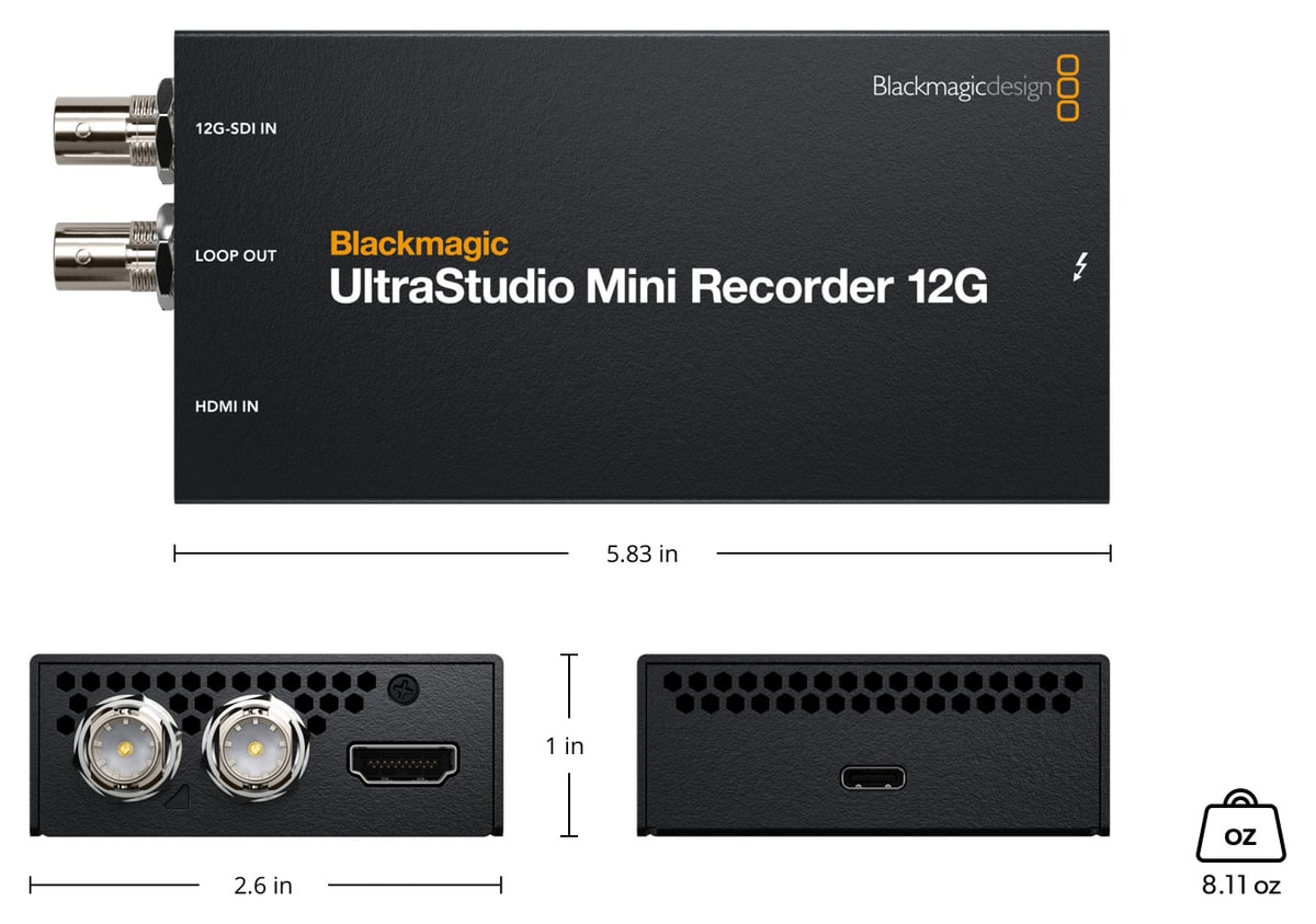 UltraStudio Mini Recorder 12G – Dimensiones y peso