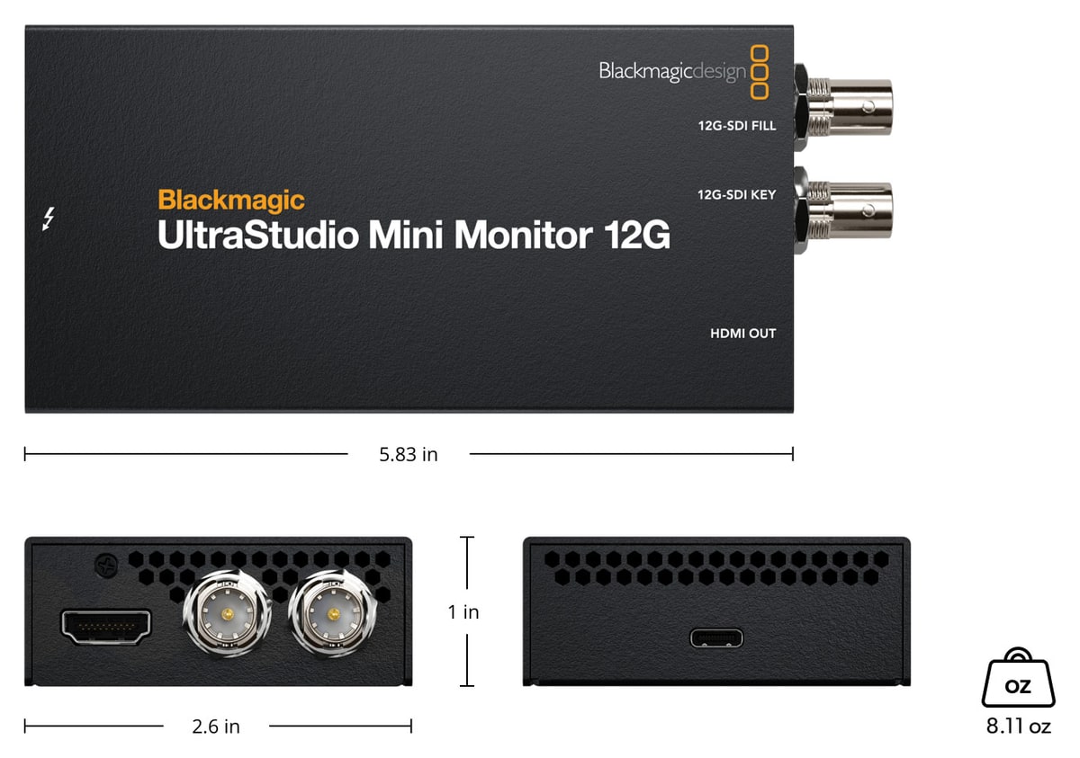 UltraStudio Mini Monitor 12G – Dimensiones y peso