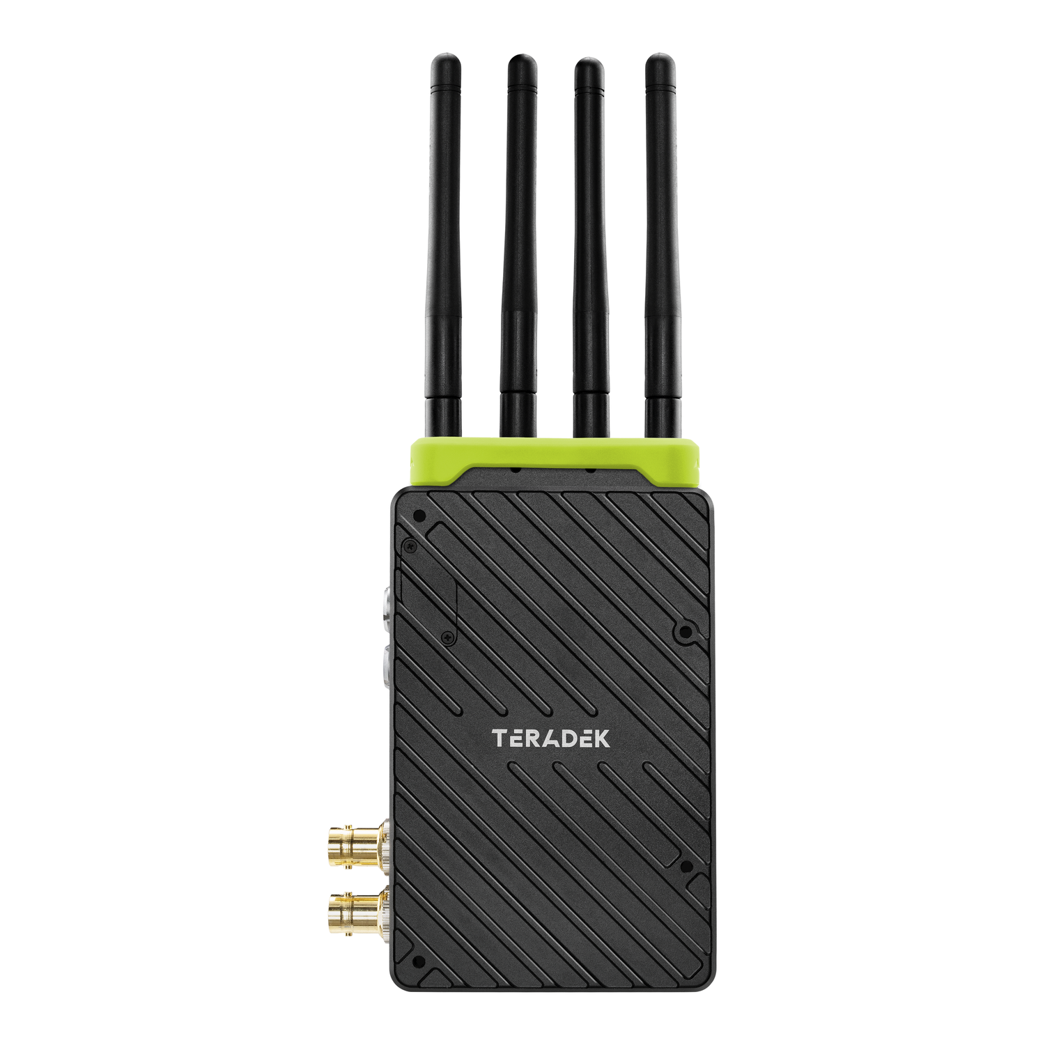 Banda Teradek 11-0998 en color 389C Green instalada en un transmisor Bolt 6 XT TX