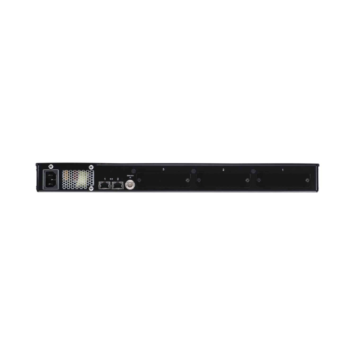 Parte trasera del Teradek Prism 801 con puertos RJ45 y alimentación