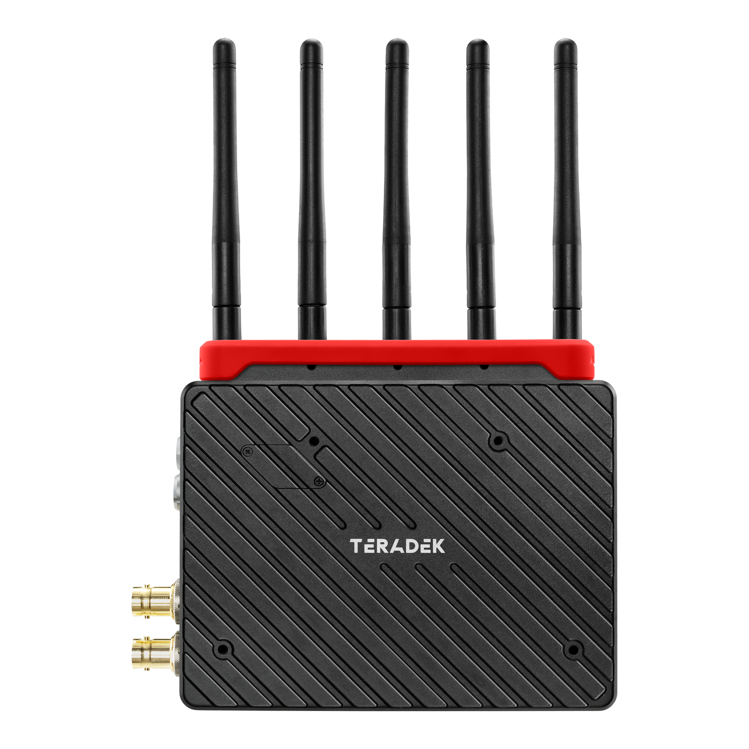 Banda identificativa roja Teradek 11-0911 instalada en un receptor Bolt 6 XT RX