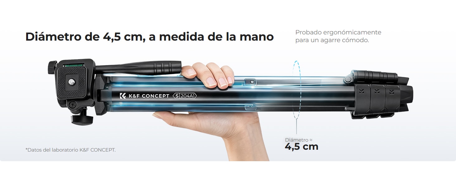 K&F Concept S204A1 – trípode de viaje de aluminio 147 cm con rótula de 3 vías