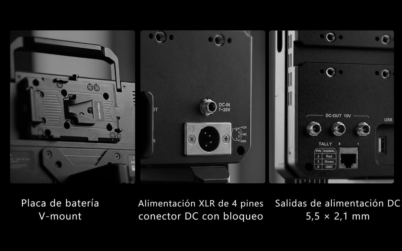 Desview Core OL14 Pro – Alimentación de entrada y salida