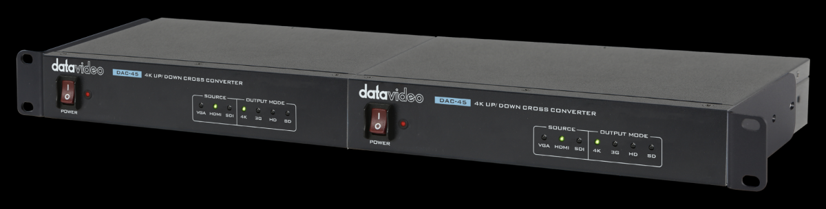 Montáž dvou převodníků DAC-45 do 19palcového racku pomocí RMK-1