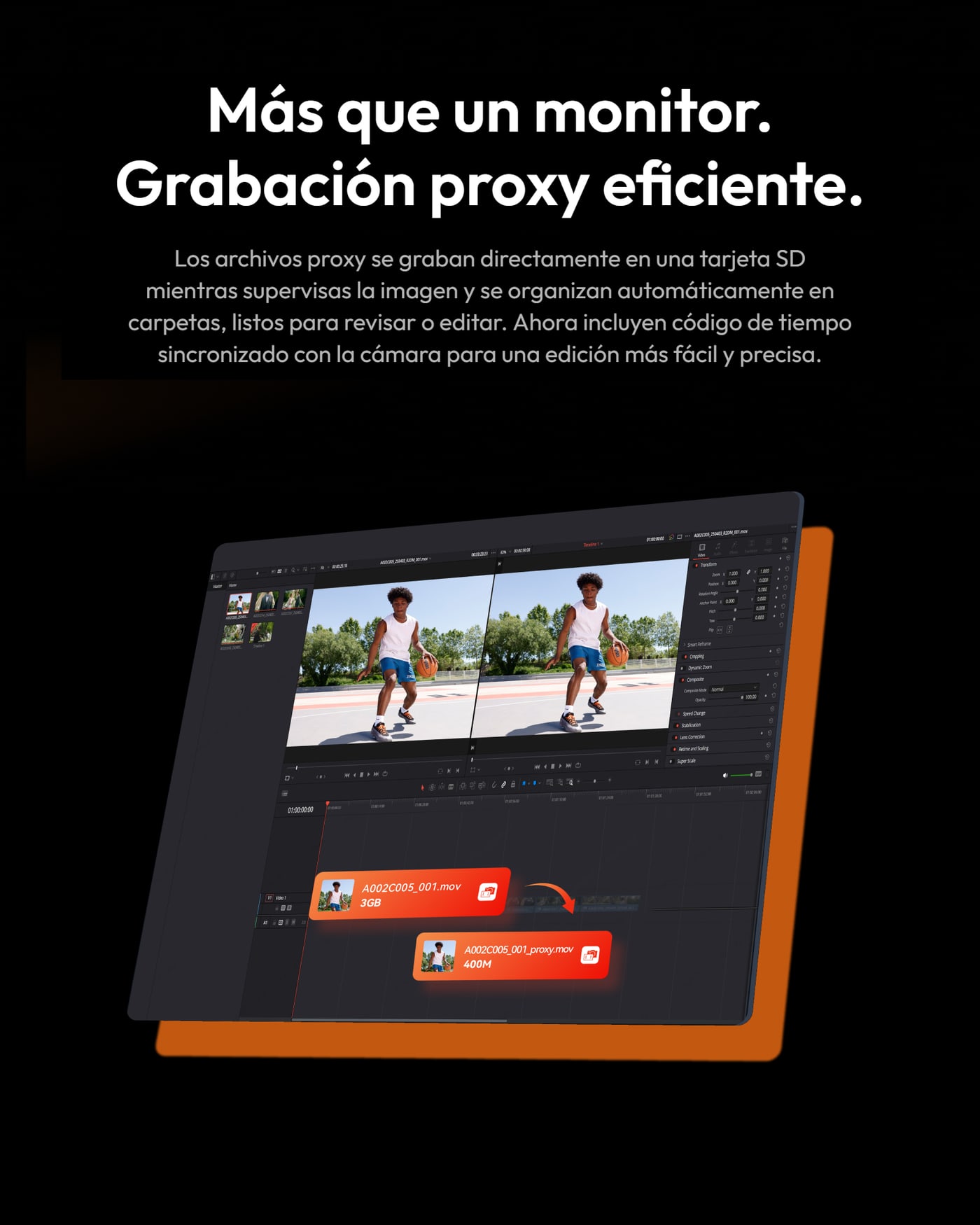 Hollyland Pyro 5 4K – Grabación proxy con código de tiempo