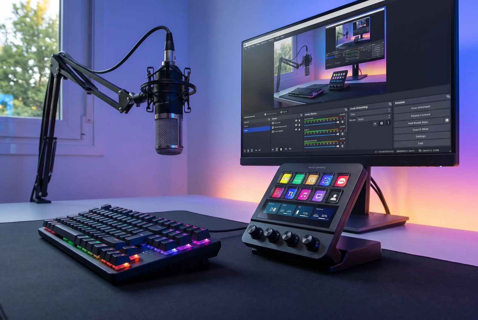 Mars Gaming MSD-PRO en un escritorio de streaming