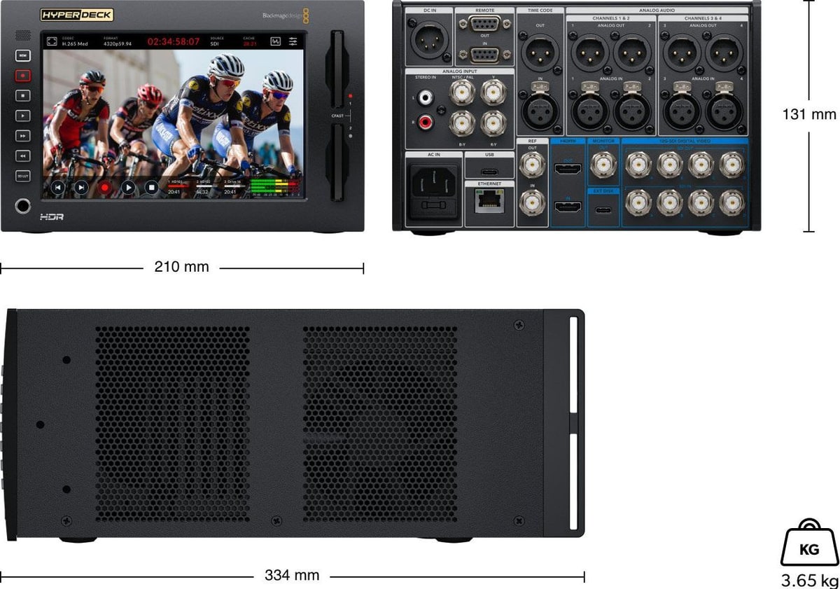 HyperDeck Extreme 8K HDR – Dimensiones y peso