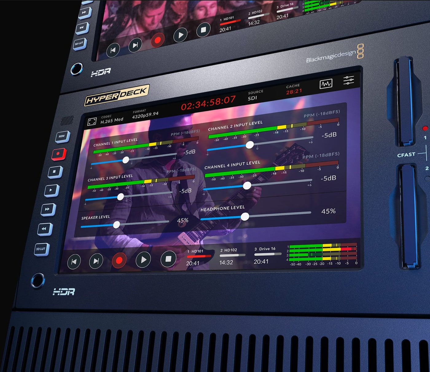 HyperDeck Extreme 8K HDR – Audio multicanal SDI y analógico