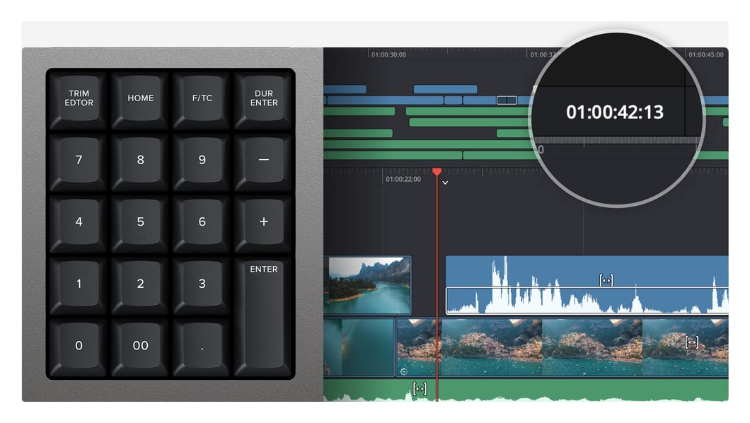 DaVinci Resolve Editor Keyboard – Bloque numérico de código de tiempo