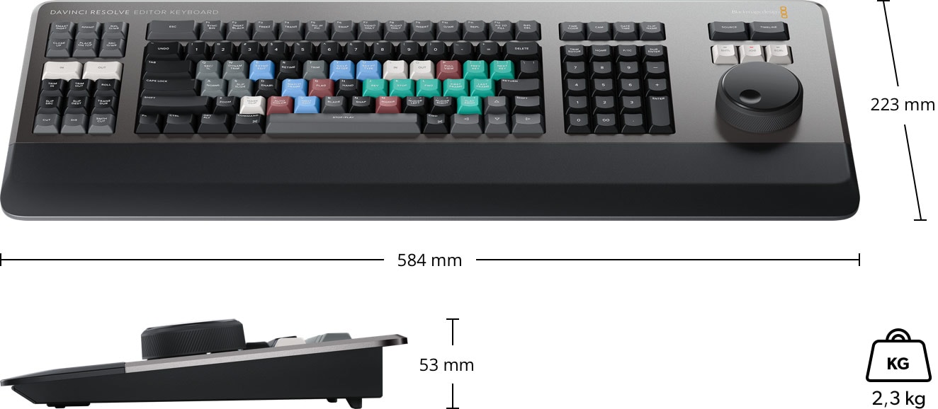 DaVinci Resolve Editor Keyboard – Dimensiones y peso