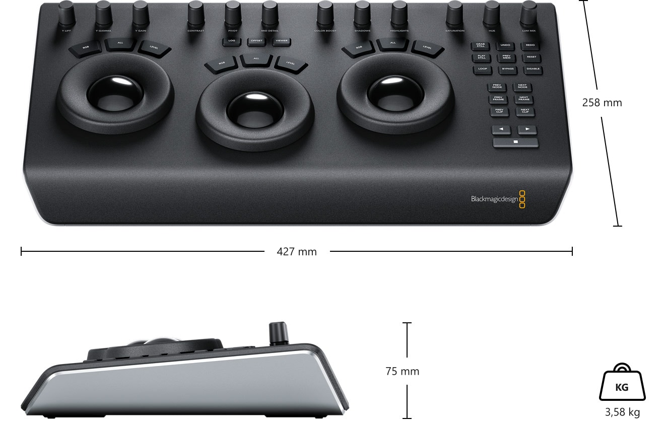 DaVinci Resolve Micro Panel – Dimensiones y peso