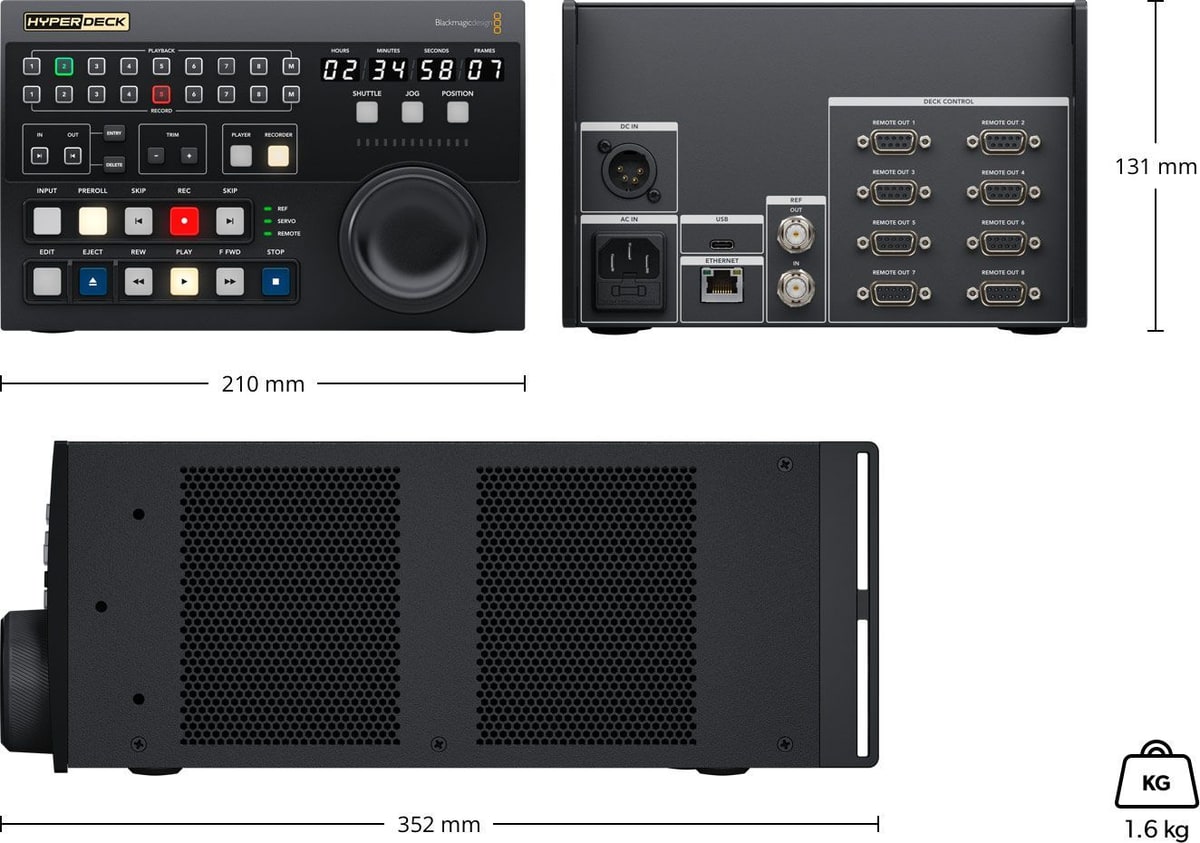 HyperDeck Extreme Control – Dimensiones y peso