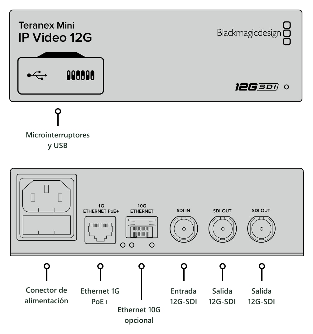 Teranex Mini IP Video 12G – Conexiones