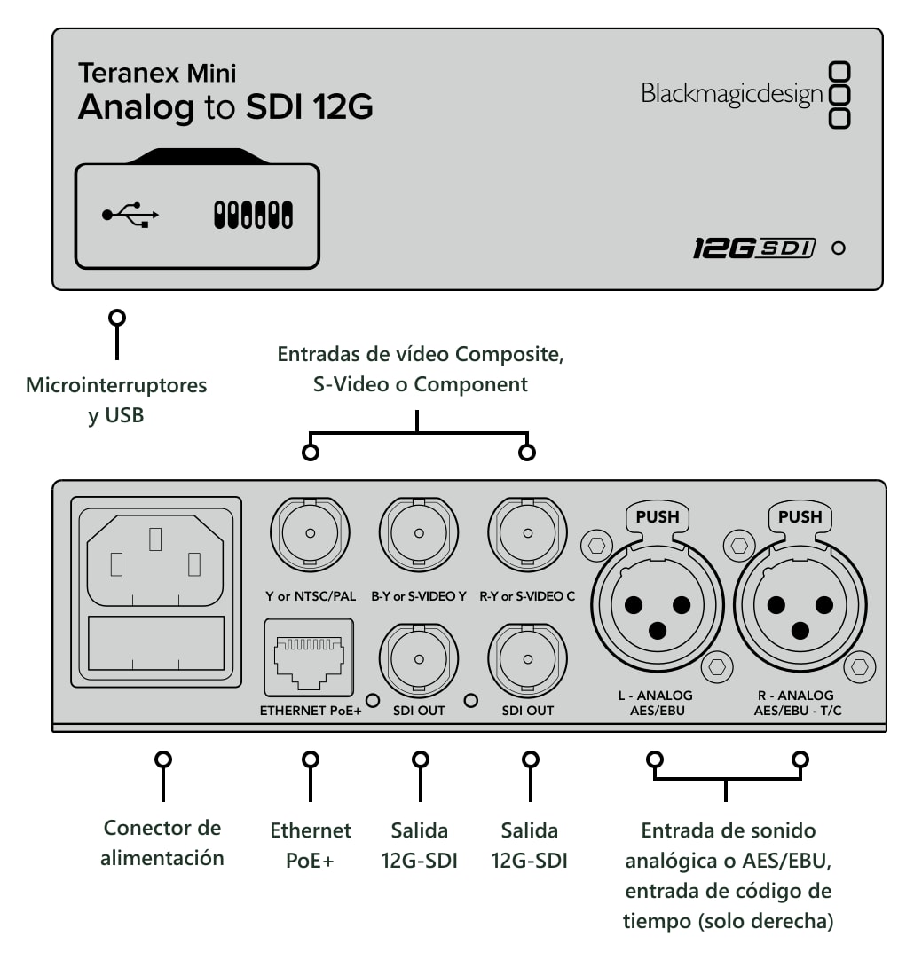 Teranex Mini Analog to SDI 12G – Conexiones