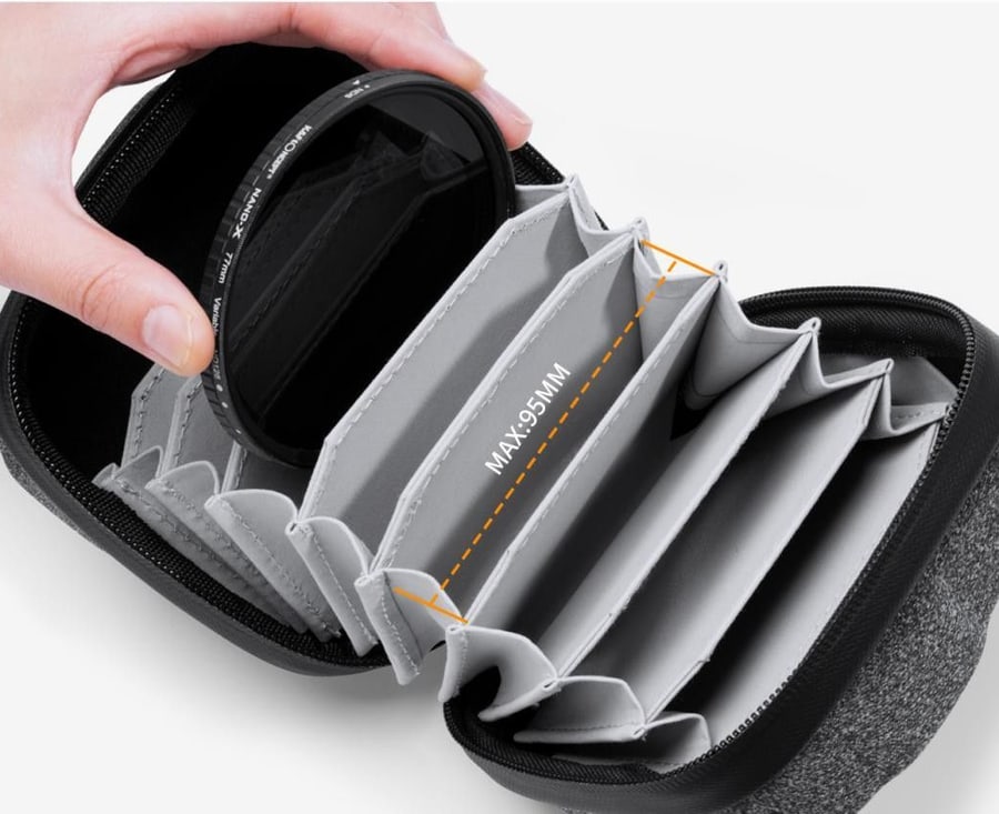 K&F Concept estuche Filter Bag 09 para 10 filtros de hasta 82 mm, talla S, negro