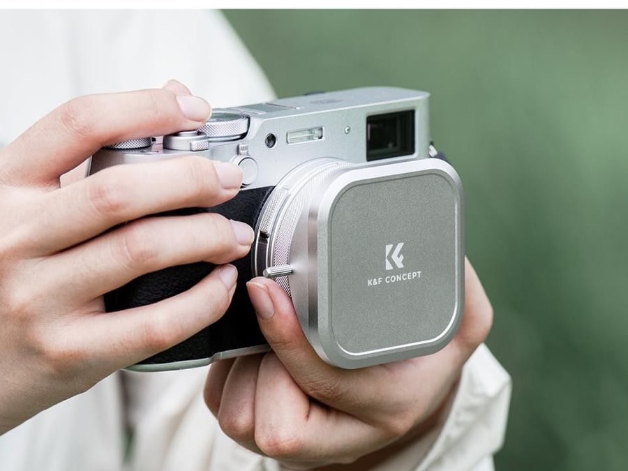 K&F Concept juego de filtro UV, parasol y tapa para Fujifilm X100, plateado