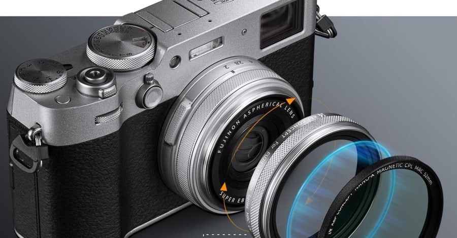 K&F Concept juego de filtro UV, parasol y tapa para Fujifilm X100, plateado