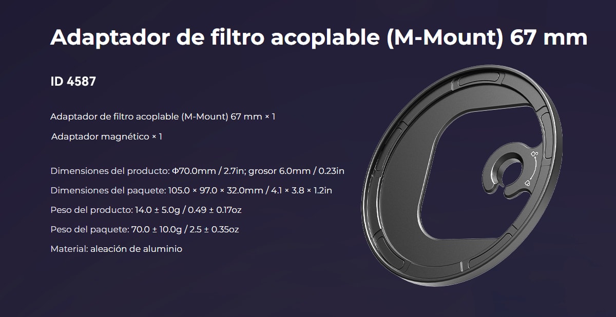 SmallRig 4727 Attachable CPL Filter with M-mount Filter Adapter 67mm