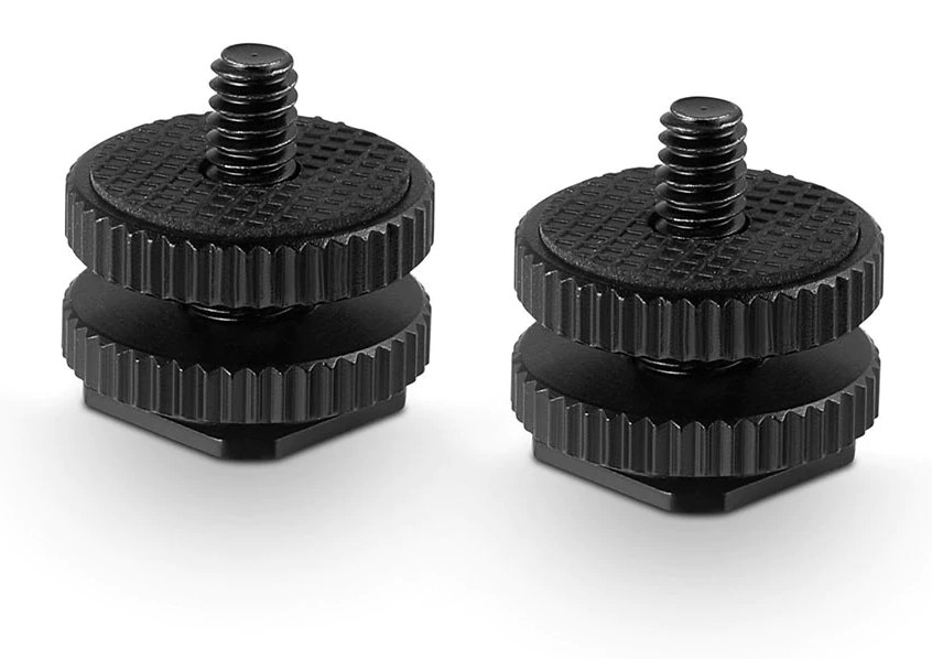 Cold Shoe Adapter with 3/8″ to 1/4″ Thread(2pcs Pack)