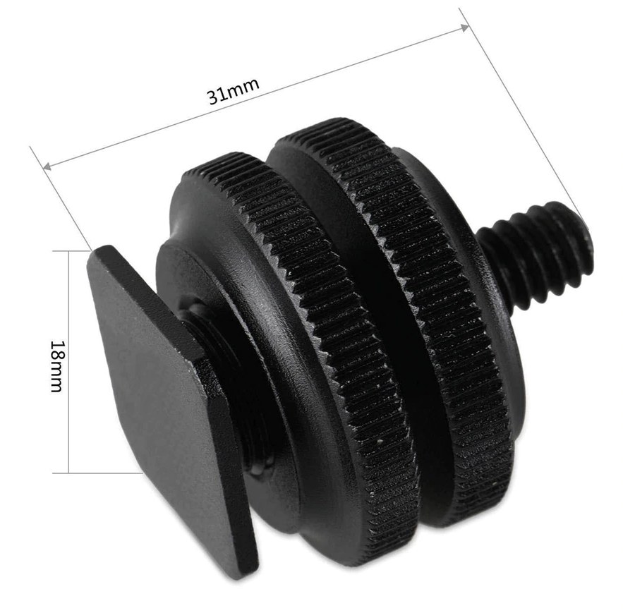 Cold Shoe Adapter with 3/8″ to 1/4″ Thread(2pcs Pack)