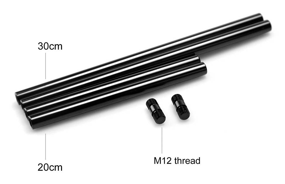 15mm with M12 Thread Black Aluminum Alloy Rods Combination