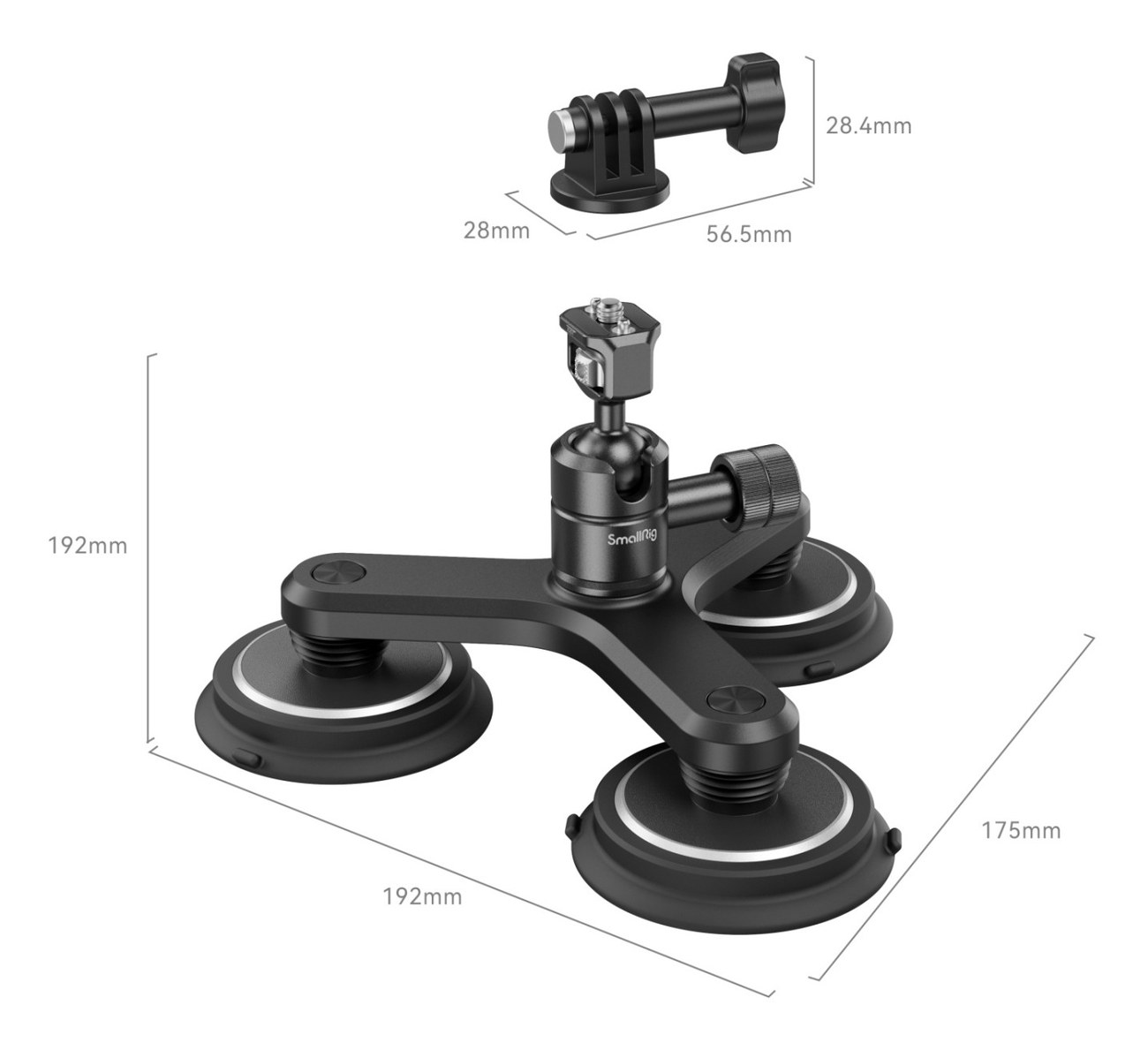 Triple Magnetic Suction Cup Mounting Support Kit for Action Cameras