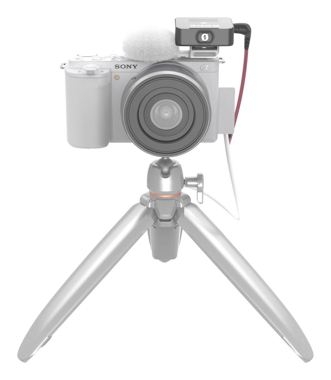 Cold Shoe Adapter with Furry Windscreen (White) for Sony ZV series cameras