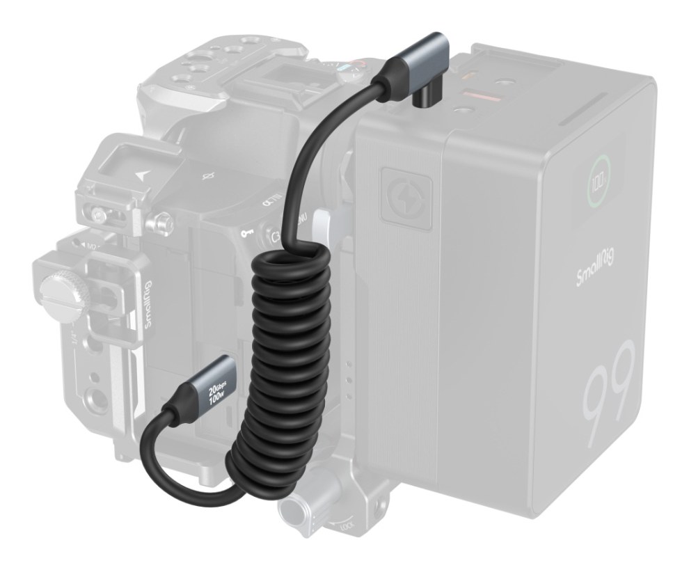 USB-C (Straight) to USB-C (Angled) Coiled Data Cable