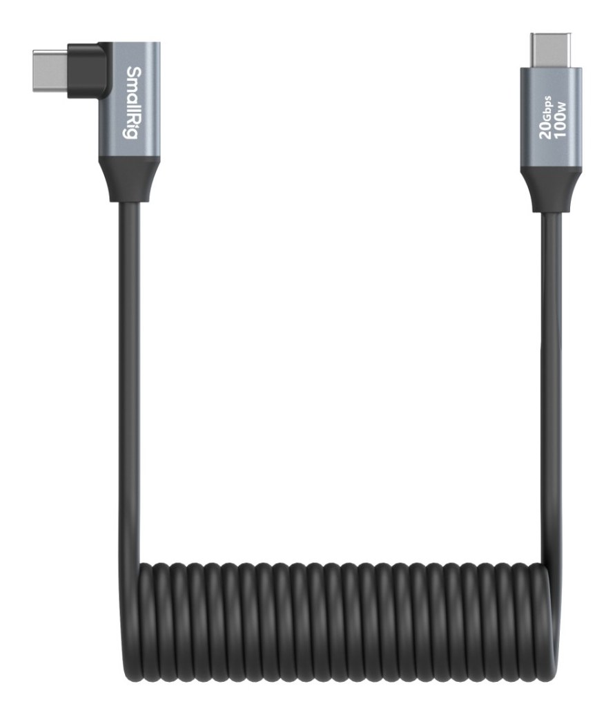 USB-C (Straight) to USB-C (Angled) Coiled Data Cable