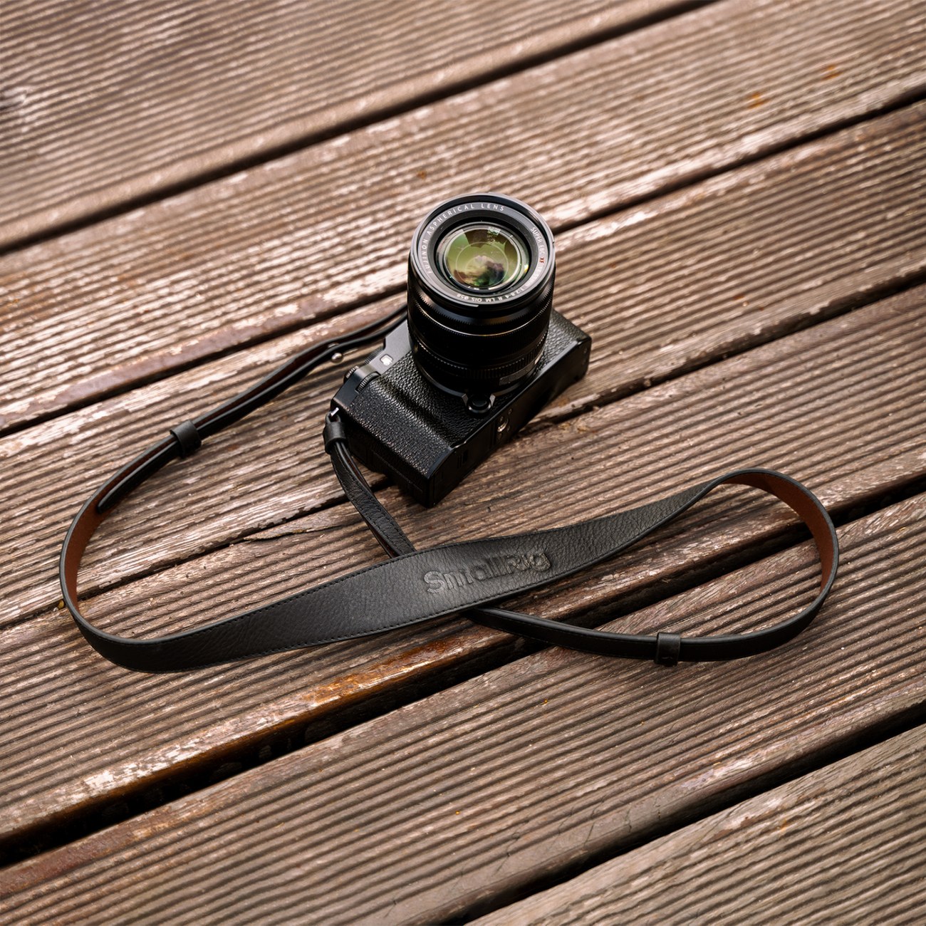 Universal Leather Camera Shoulder Strap Black