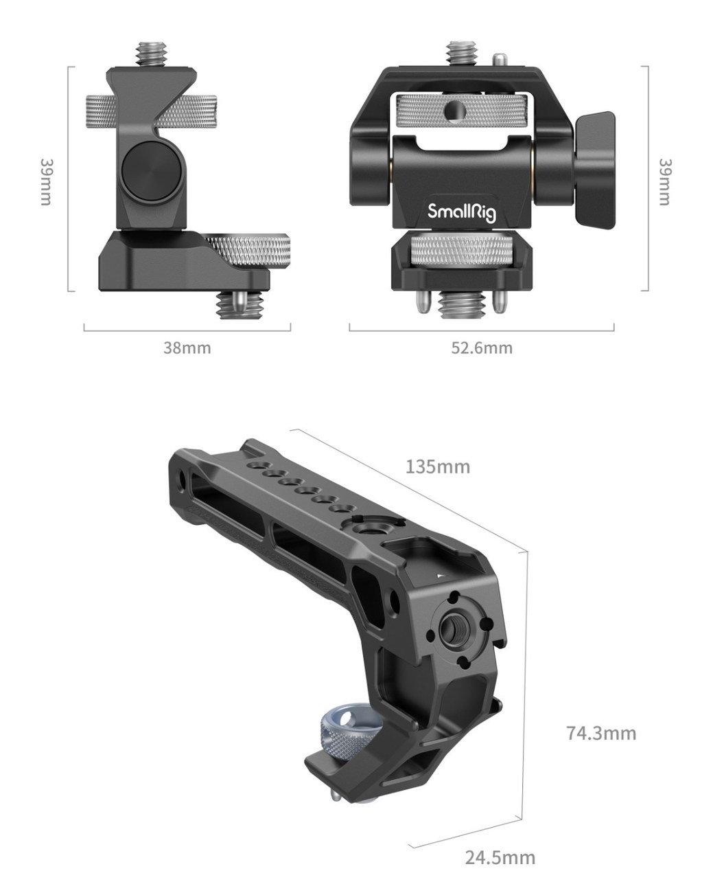 Top Handle with Monitor Support Kit (Compatible with ARRI 3/8''-16 Screw)
