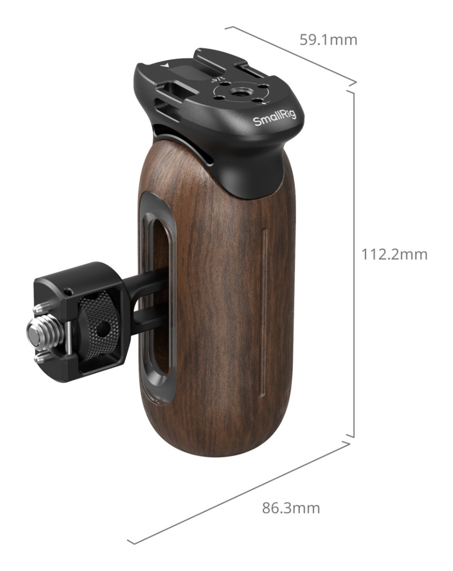 Wooden Side Handle with 1/4″-20 & 3/8''-16 ARRI Locating Screws