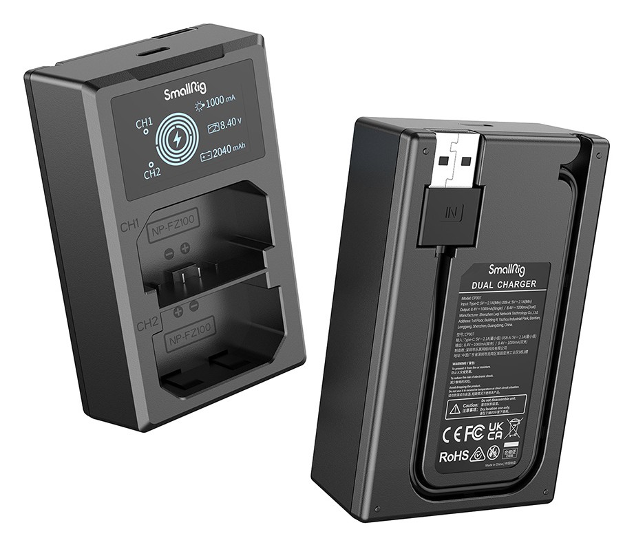 SmallRig NP-FZ100 Camera Battery and Charger Kit 3824B – Cable USB-A integrado