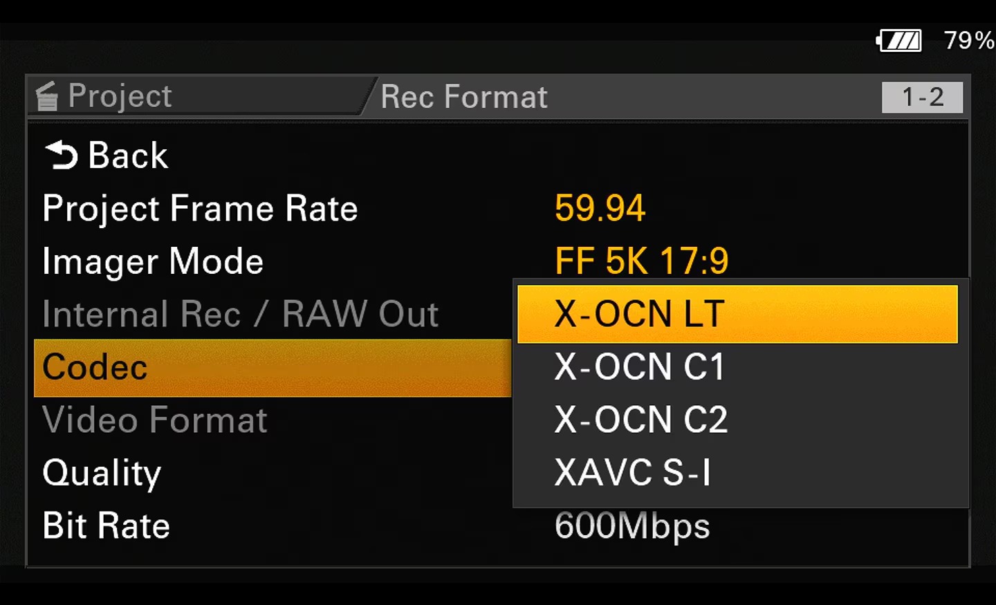 Grabación interna X-OCN en la Sony FX5