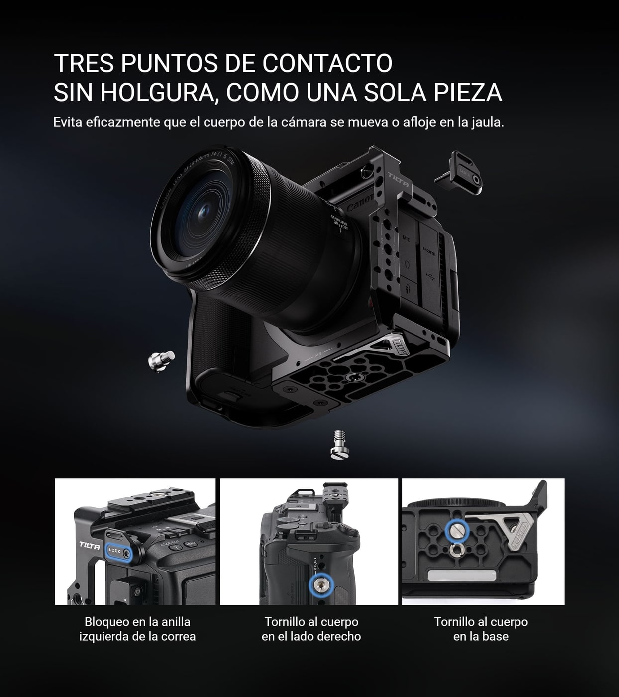 Tres puntos de contacto, sin holgura