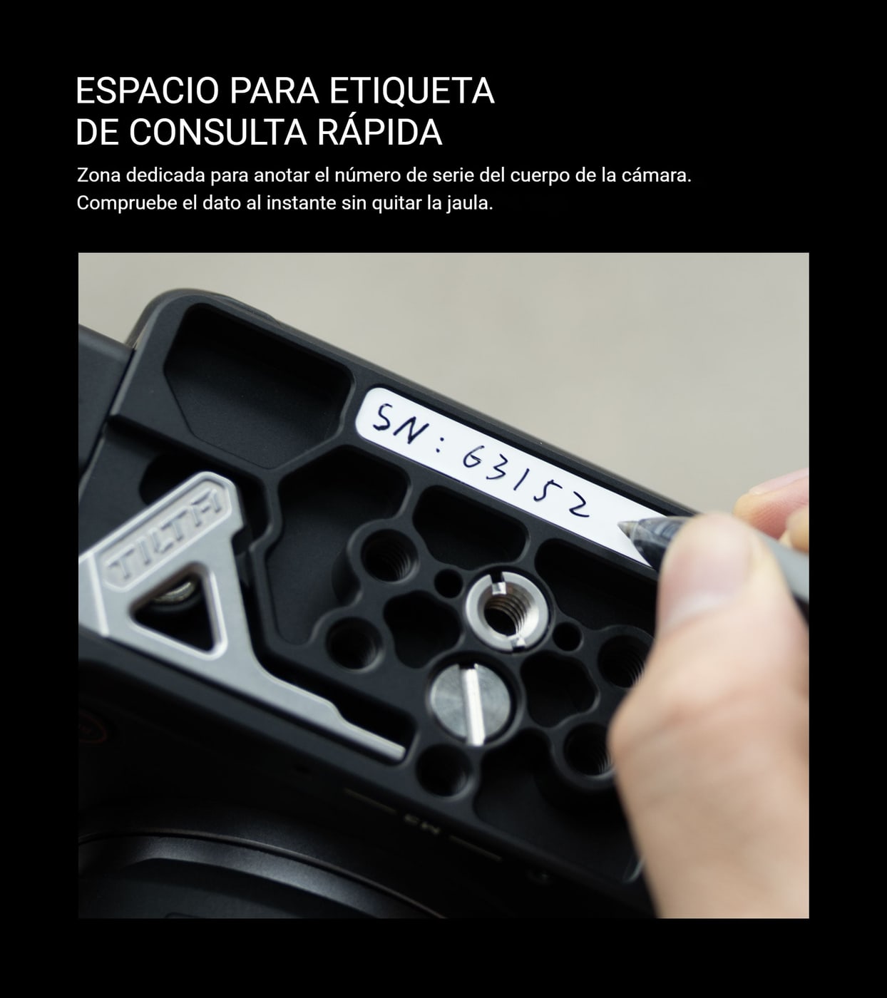 Espacio para la etiqueta con el número de serie