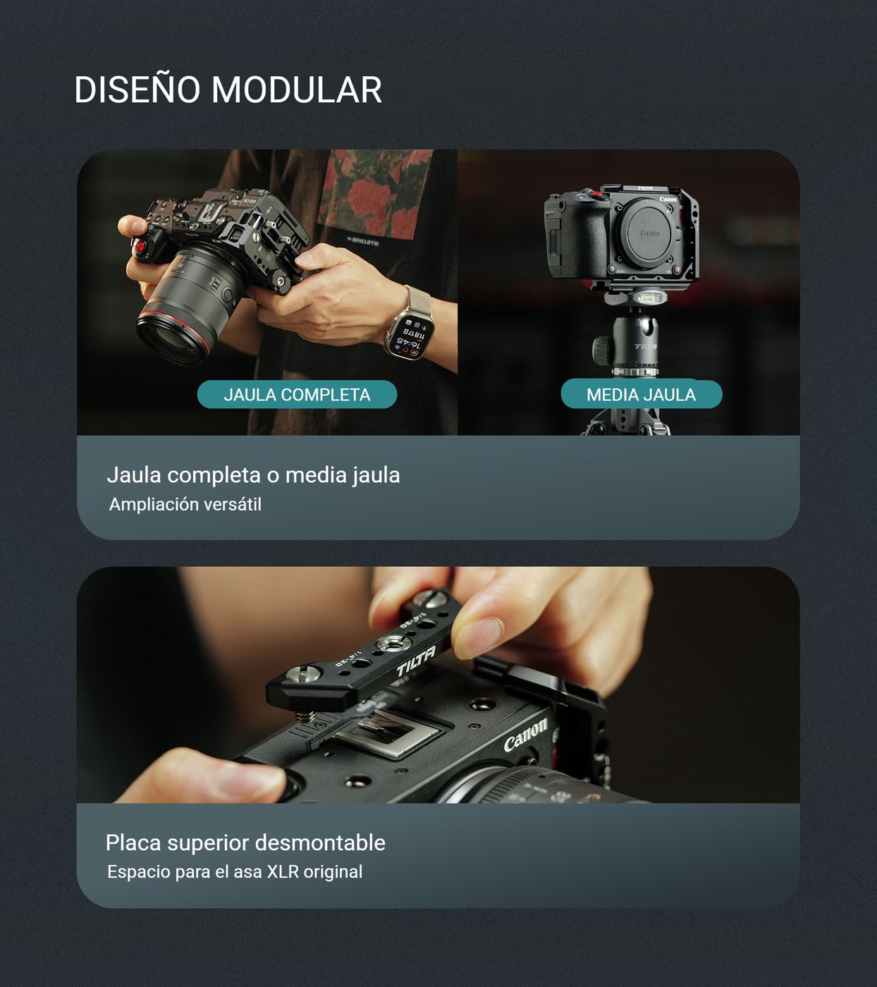 Diseño modular: jaula completa o media jaula