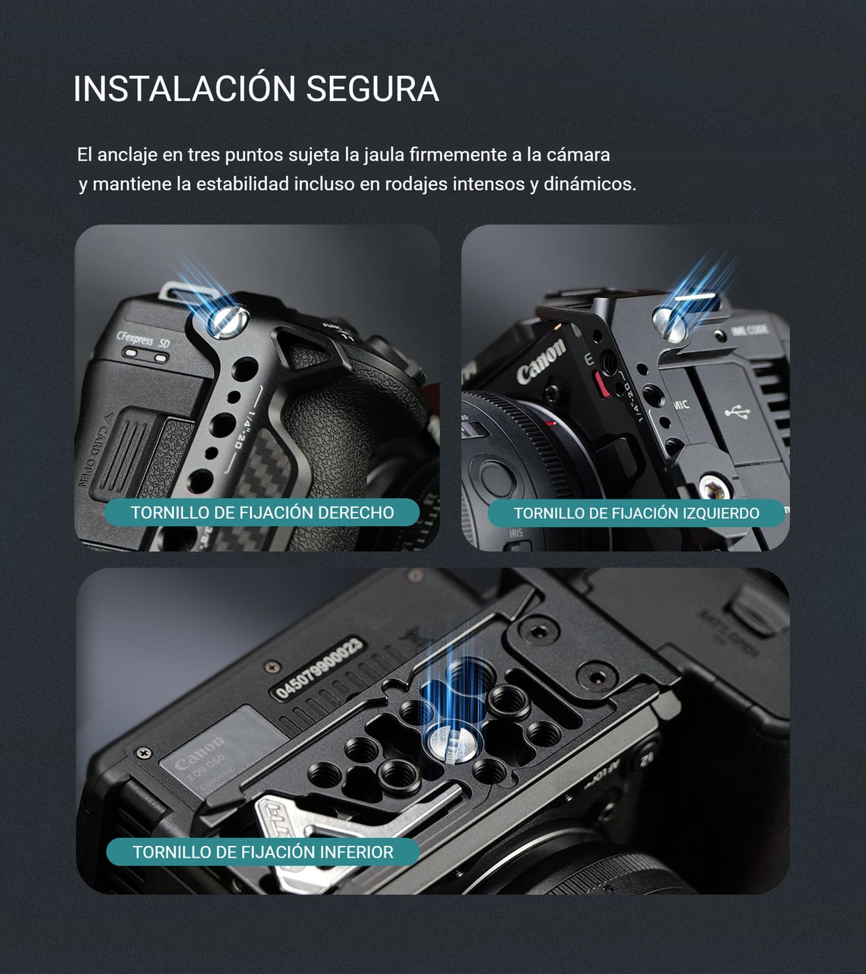 Instalación segura en tres puntos