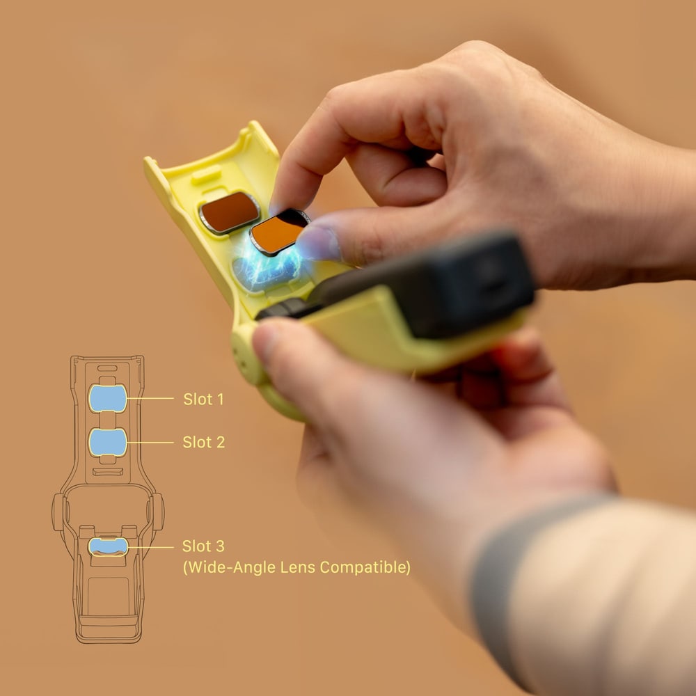 Tres ranuras magnéticas para filtros