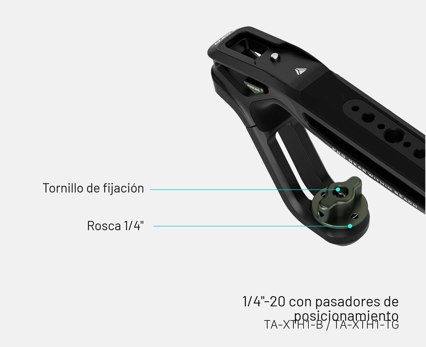 TA-XTH1-B — 1/4"-20 con pasadores de posicionamiento