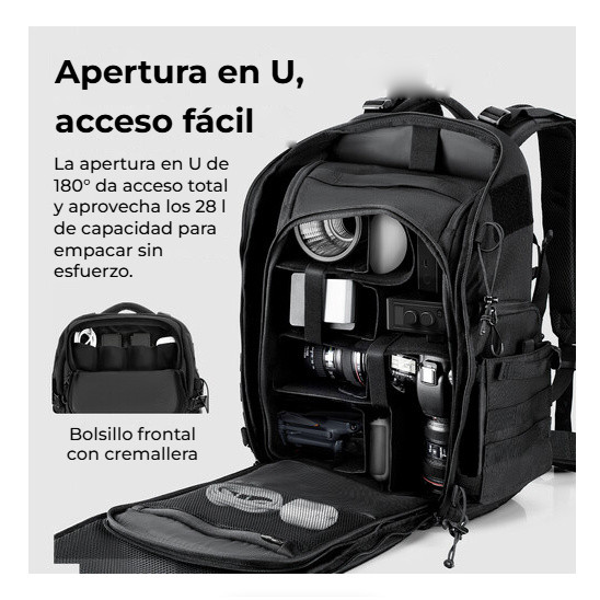 Ulanzi BC007 Tactical Camera Backpack 28L – Clamshell a boční přístup
