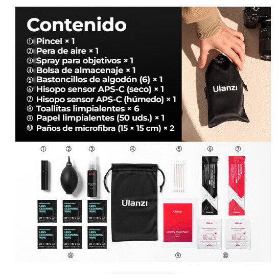Ulanzi CO72 10-in-1 Cleaning Kit – Co je v balení