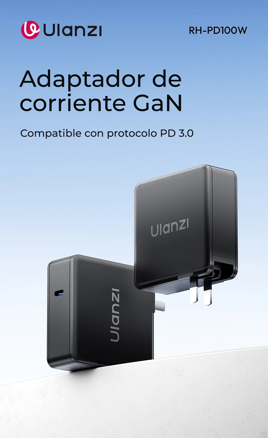 Ulanzi RH-PD100W 100W GaN USB-C napájecí adaptér – PD 3.0 a výkon až 100 W