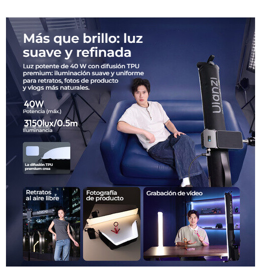Ulanzi AL40 Inflatable RGB LED Tube Light – Měkké světlo s TPU difuzí