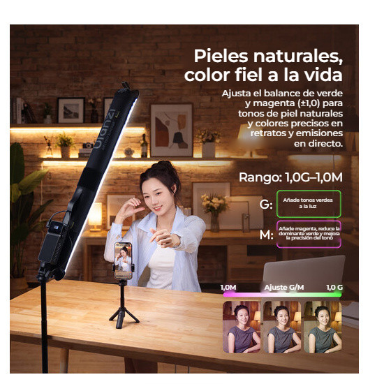 Ulanzi AL40 Inflatable RGB LED Tube Light – Přirozené odstíny pleti