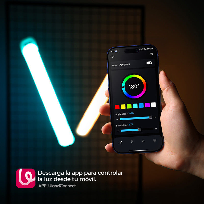 Ulanzi LA30 nafukovací RGB trubicové světlo – Ovládání přes aplikaci Ulanzi Connect