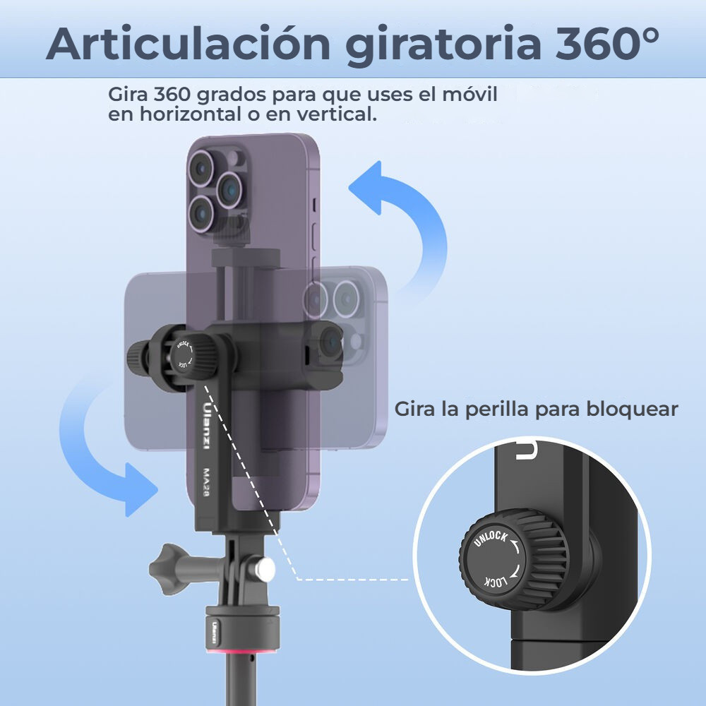 Ulanzi MA28 – Otočení o 360° a náklon až 90°